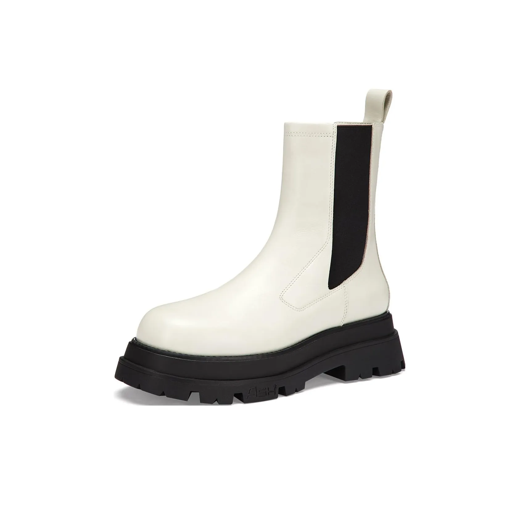 Пепельный коровья кожа короткий ботинок Martin женский серый белый