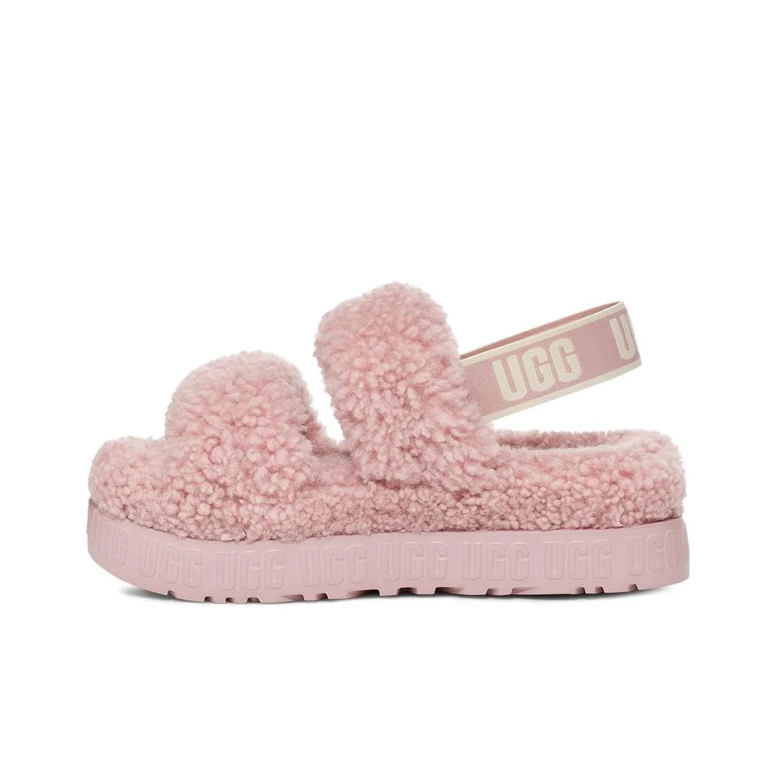 UGG Oh Fluffita Лаконичность Мода С флисовой подкладкой Мюли Пушистые тапочки Женские Розово-серый