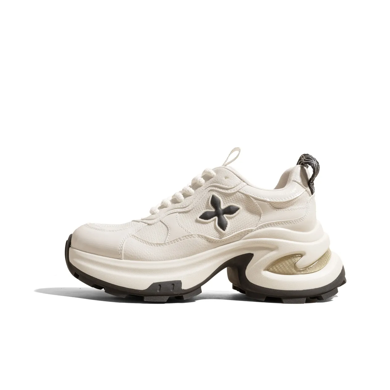 KODI Износостойкие Дышащие Низкие Кроссовки с Толстой Подошвой Женские Бежево-Кремовые