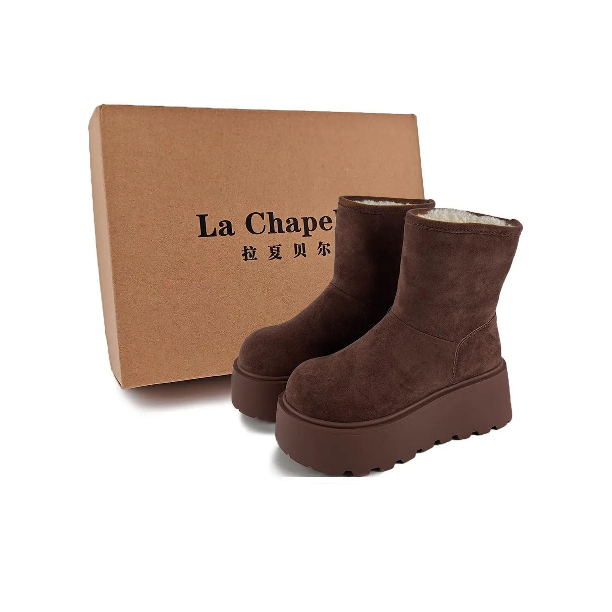 La Chapelle Мода Корейский стиль Ультра Высокая Платформа 7 см Утепленная Обувь