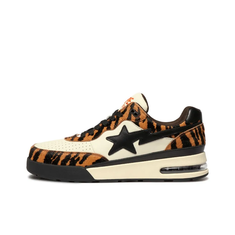 A BATHING APE Шоссе STA Кожа Низкий Топ Стильные Скейтбординги Мужской Черный Коричневый Китайский Год