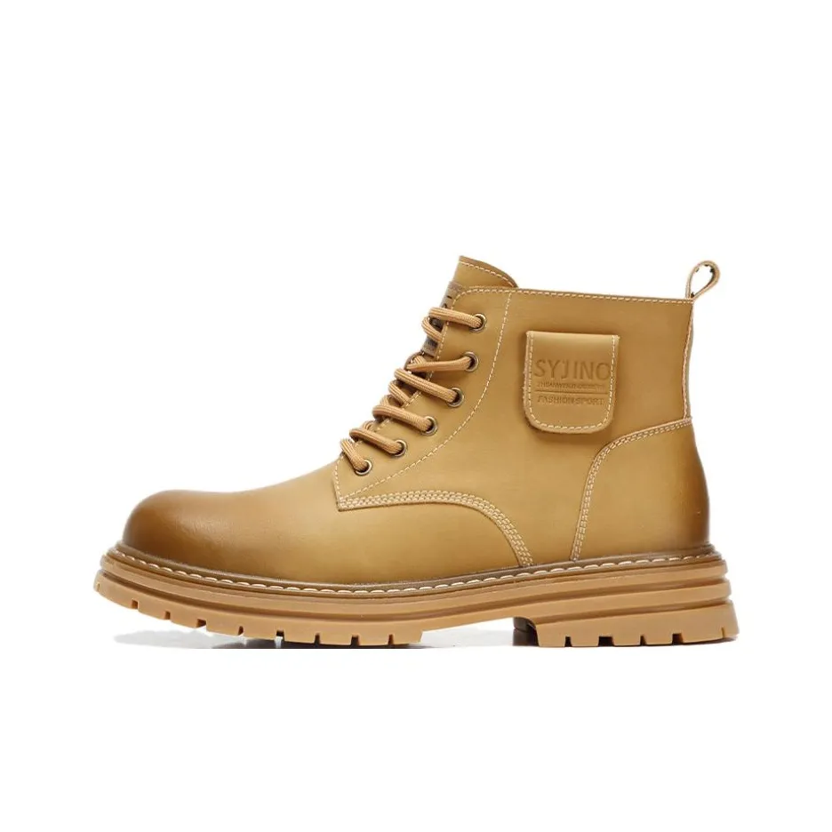 •QUNLANGSHIJIA Корова Спилок Короткий Мартин Бот Мужской Имбирно-Желтый