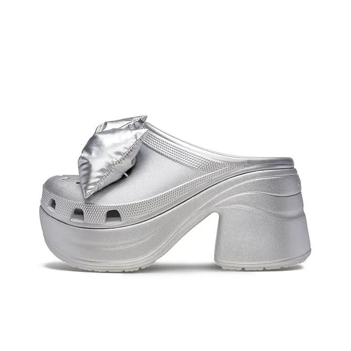 Crocs Бант Сабо Женские Металлический Серебристый