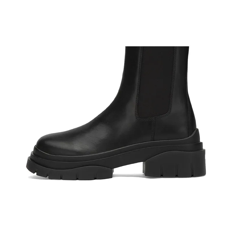 Пепельная кожа короткий челси женский черный