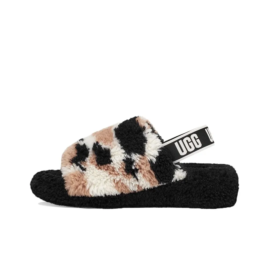UGG FLUFF YEAH Шлепанцы Средний каблук Женские Белый Черный