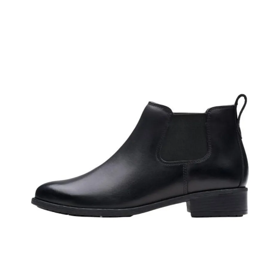 Clarks Коровья кожа Короткий Челси Женские Черный