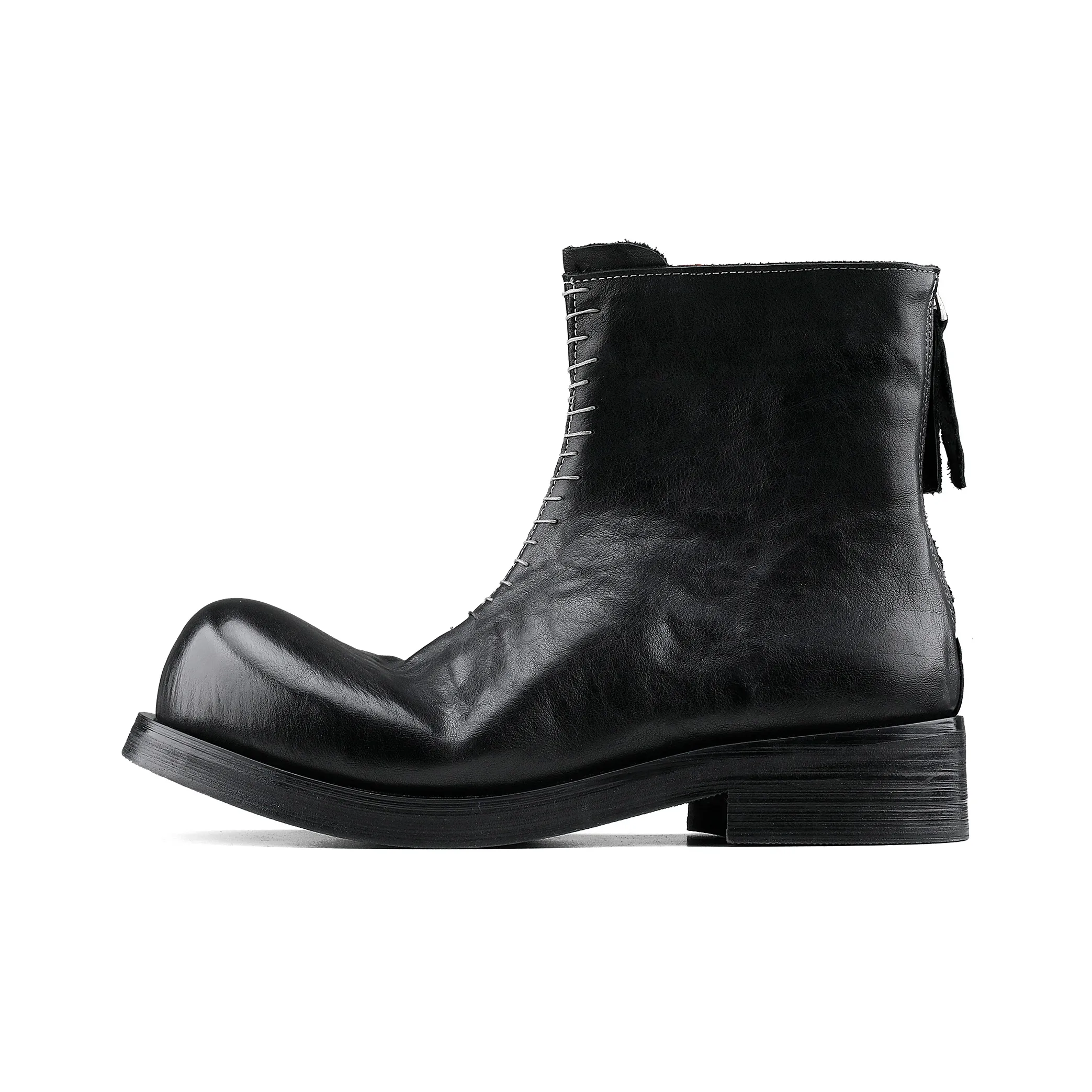 HANQIAORIJI Abyss Collection Ботильоны из натуральной коровьей кожи Унисекс Черные