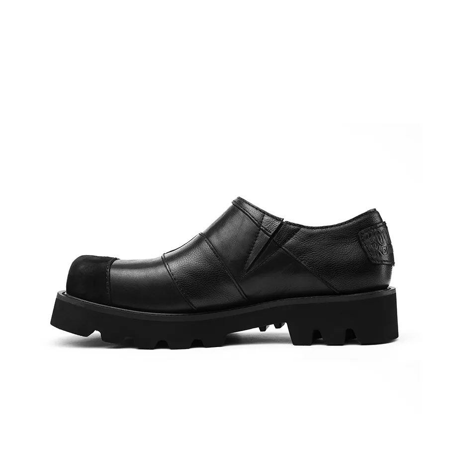 Kami Anger Лицевая коровья кожа Низкий топ Обувь на платформе Унисекс Черный