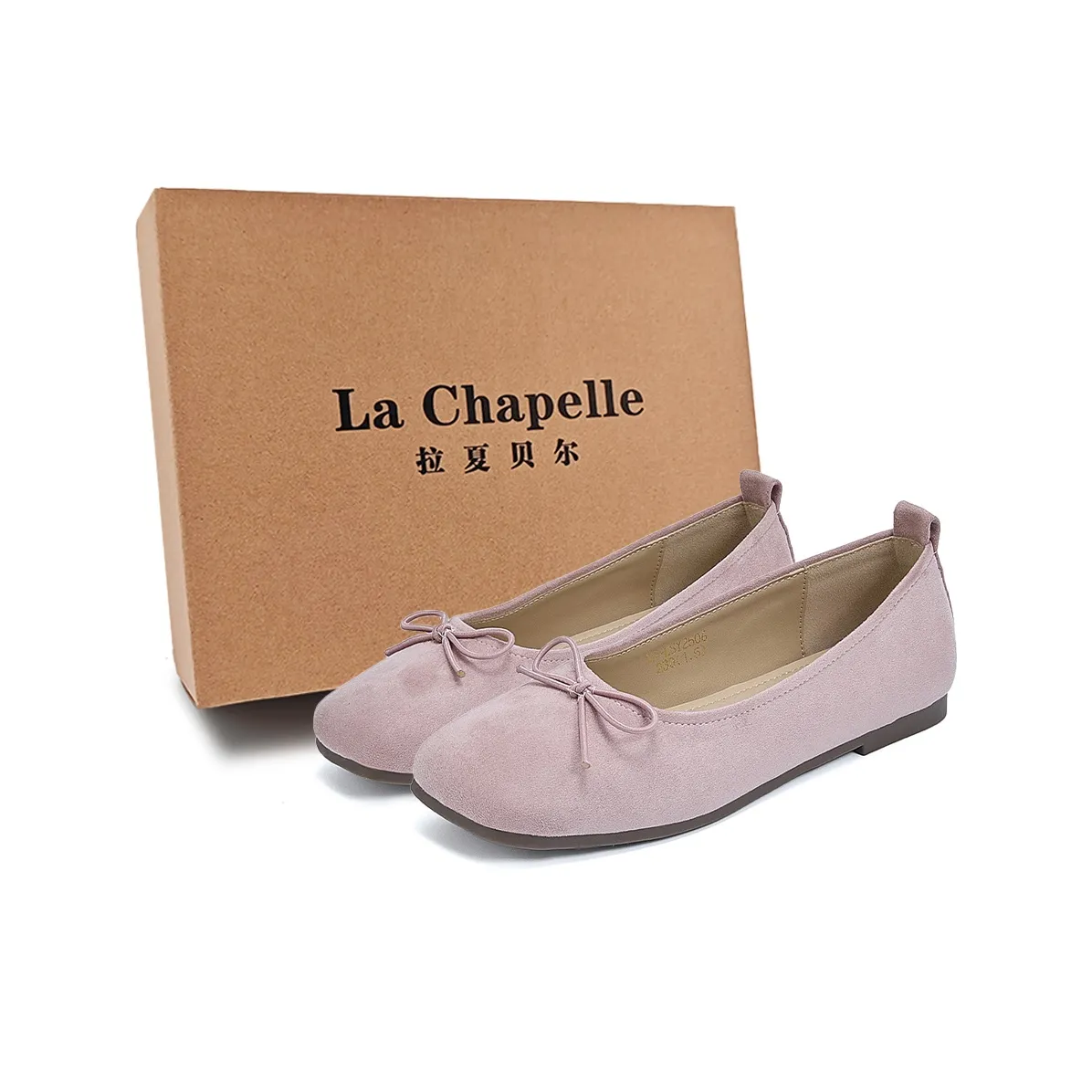 La Chapelle Персик Улун Milk Cap Розовая прелесть Балетки Замша Плоская подошва Туфли Мэри Джейн Женские Розовый
