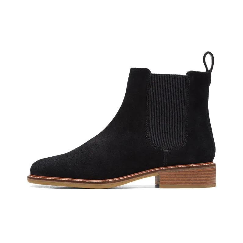 Clarks Спилок Коровья Кожа Челси Женские Черные