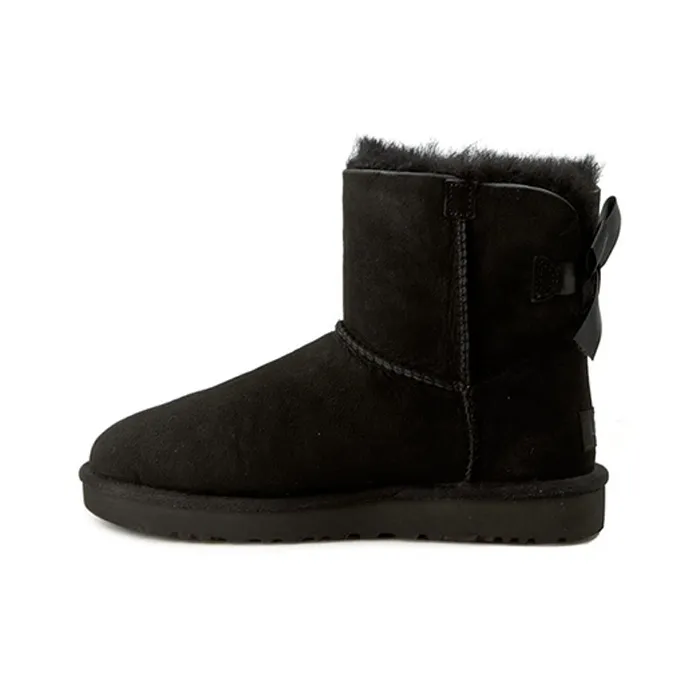 UGG Mini Bailey Bow II Sheepskin Короткие Снежные Ботинки Женские Черные