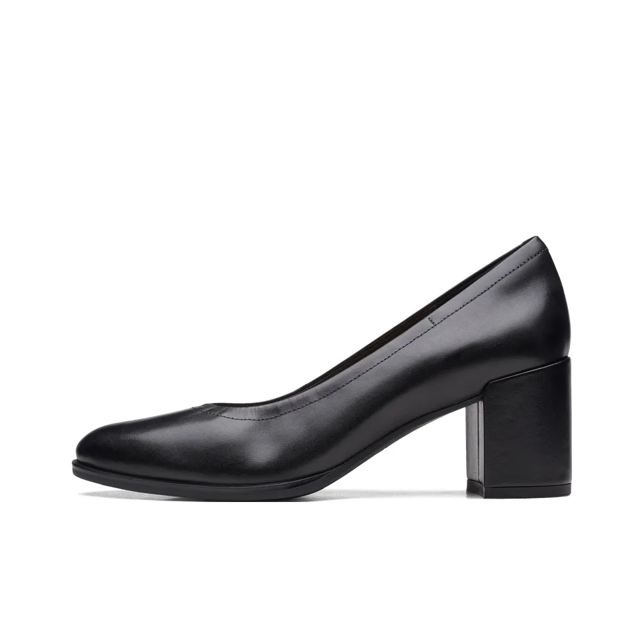 Clarks Fria Collection Лицевая коровья кожа Грубый каблук Высокие каблуки 6,5 см Женские Черный