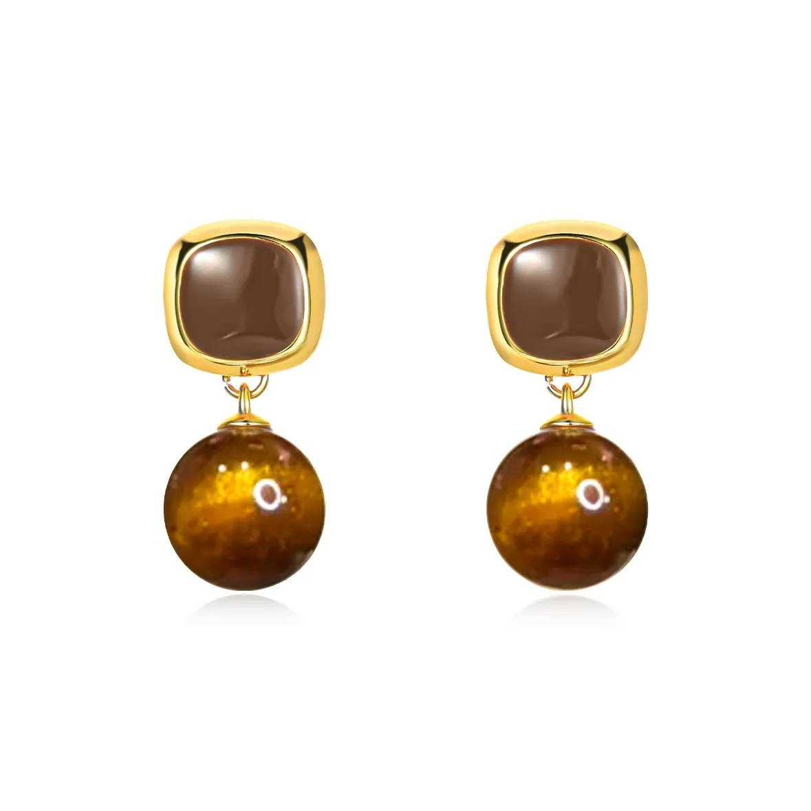 WAW Серьги из стекла с покрытием из золота капельная глазурь медные женские