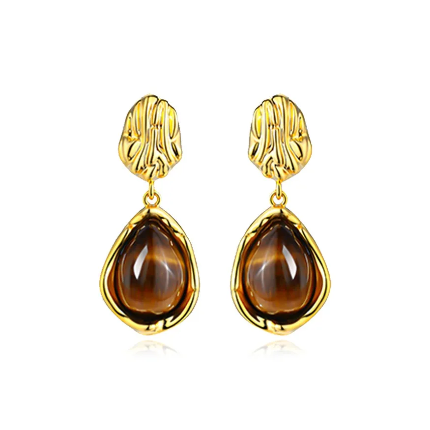 WAW Стекло Золото-Покрытое Медные Серьги Женские