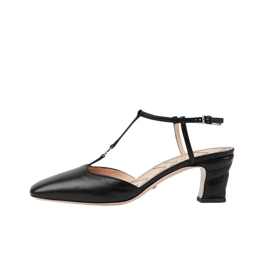 GUCCI Кожа Грубый каблук Высокие каблуки Женские Черный