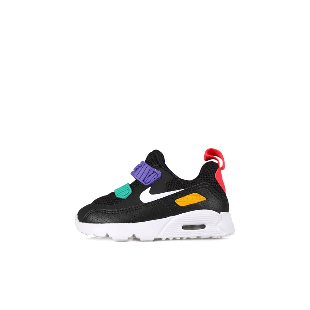 Nike Air Max 90 Амортизация Низкие Кроссовки для Бега Черные Фиолетовые для Малышей и Детей Раннего Возраста