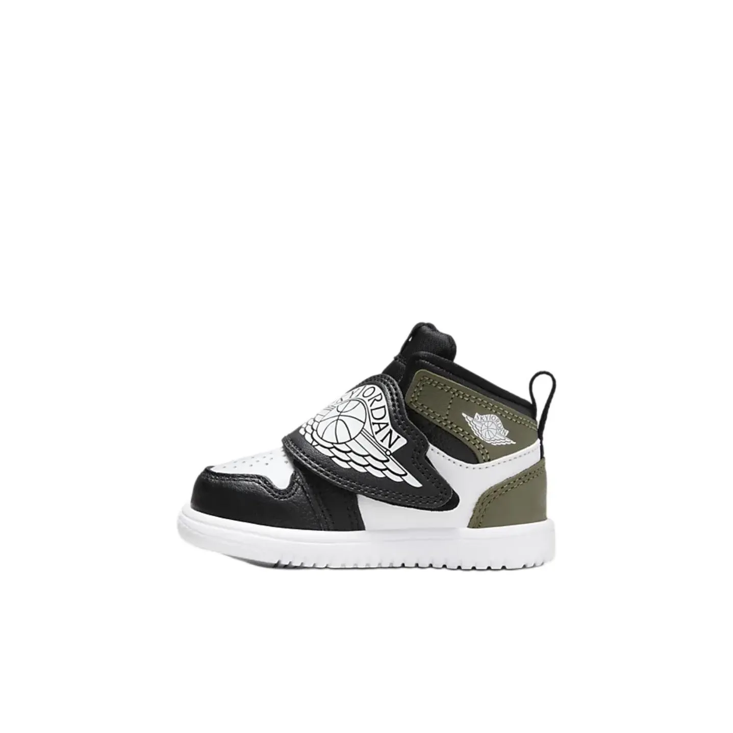 Джордан Sky Jordan 1 Противоскользящая Устойчивая к износу MID Обувь для малышей Черный Белый Зеленый