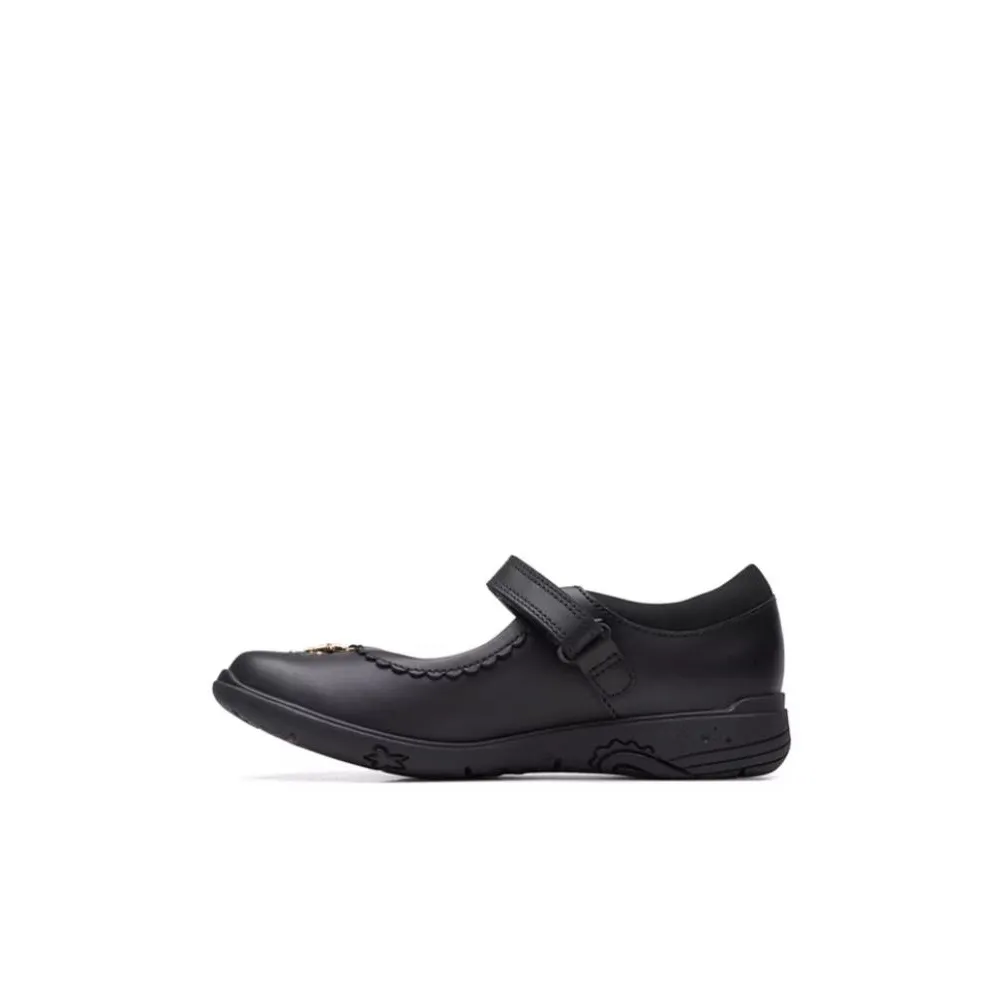 Clarks Детская кожаная обувь Черная для детей 3-7 лет