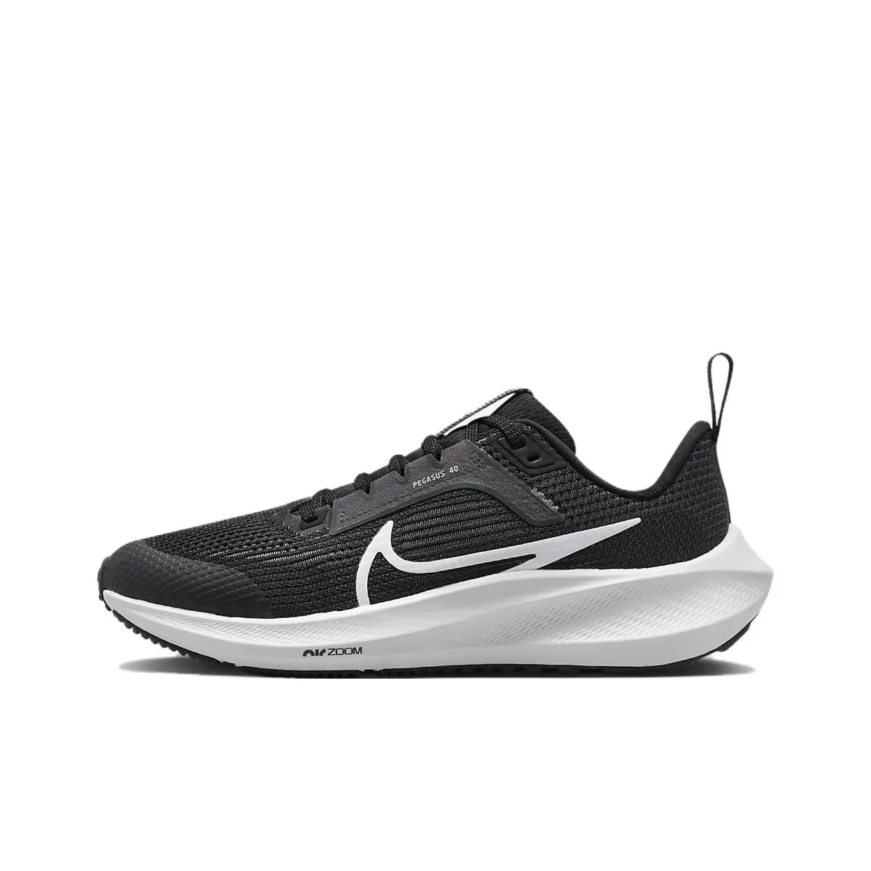 Nike Air Zoom Pegasus 40 Противоскользящие Амортизация Устойчивые к износу Низкие Детские Беговые Кроссовки Черный Белый
