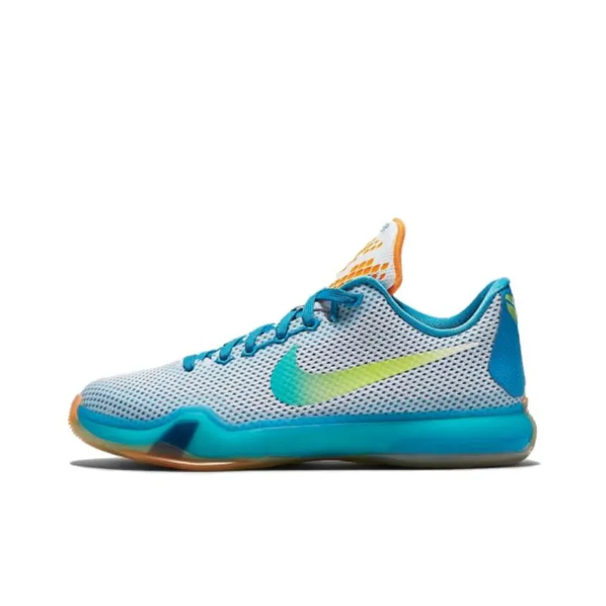 Nike Kobe 10 Kobe 10 High DIVE Нескользящие Легкие MID Топ Детские Баскетбольные Кроссовки Серый Синий Подростковые