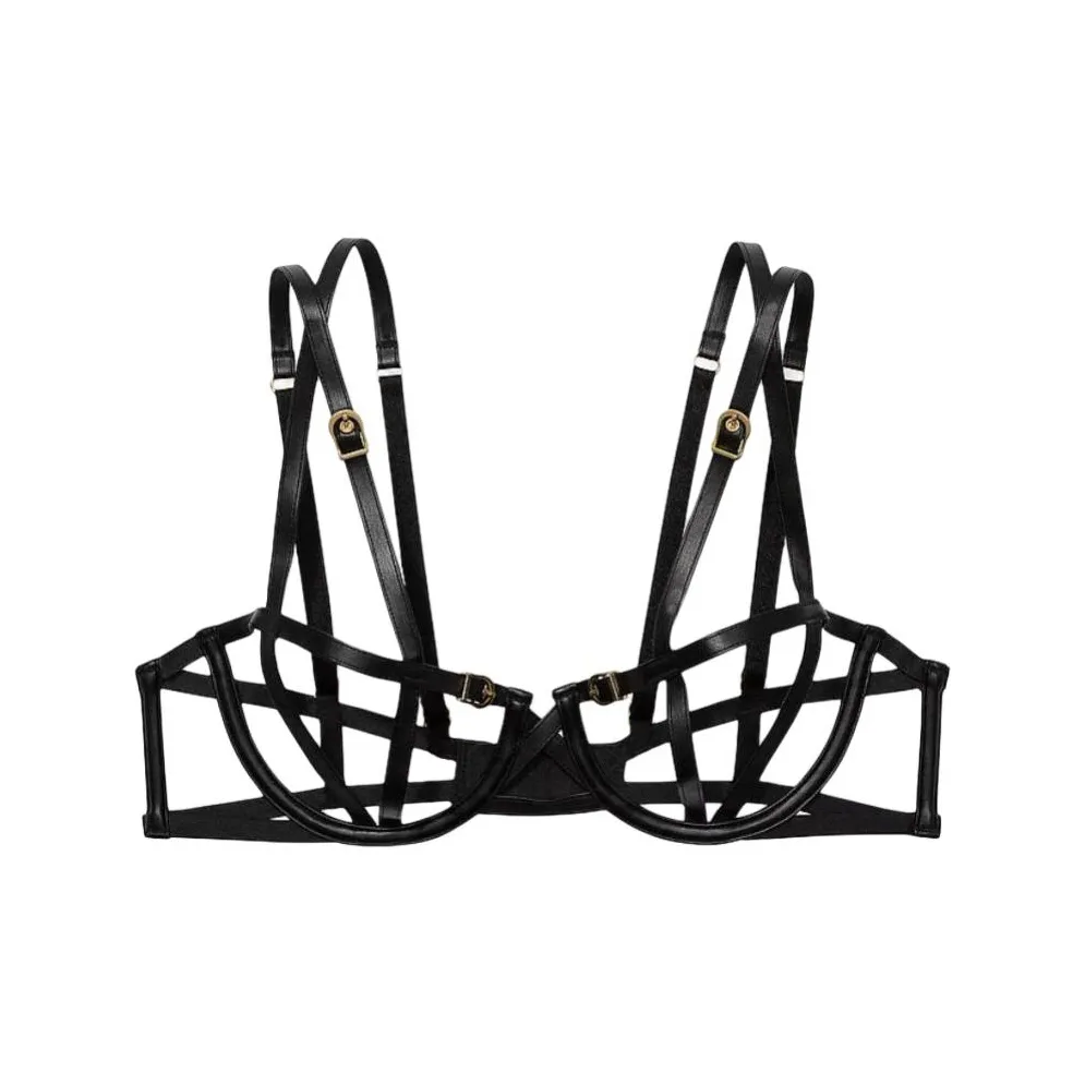 Victoria's Secret Very Sexy Искусственная кожа Размер бюстгальтера Balconette Бюстгальтер Черный Бюстгальтер Женский