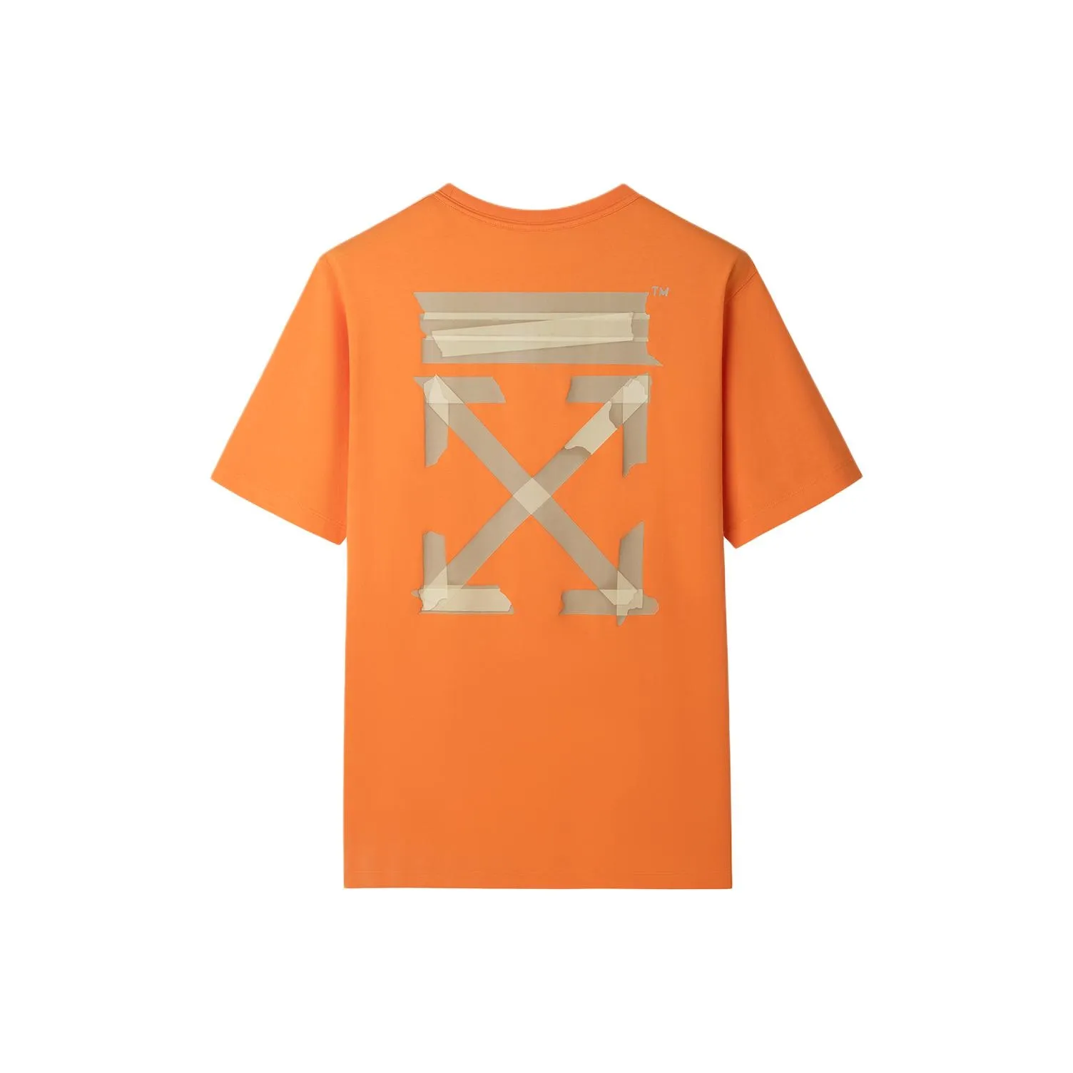 OFF-WHITE Футболки с короткими рукавами с аппликацией из тиснения золотом стрелки и резинки для мужчин Оранжевый