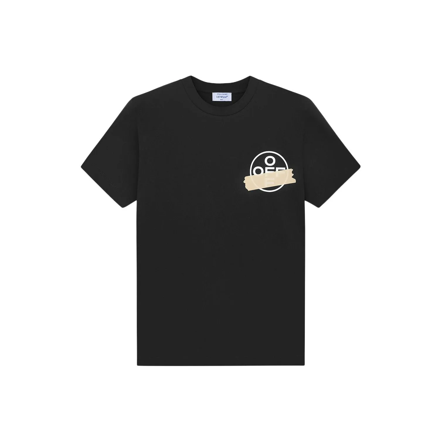 OFF-WHITE Футболки с короткими рукавами с аппликацией из тиснения золотом галстук-стрелка и резинка Унисекс Черный