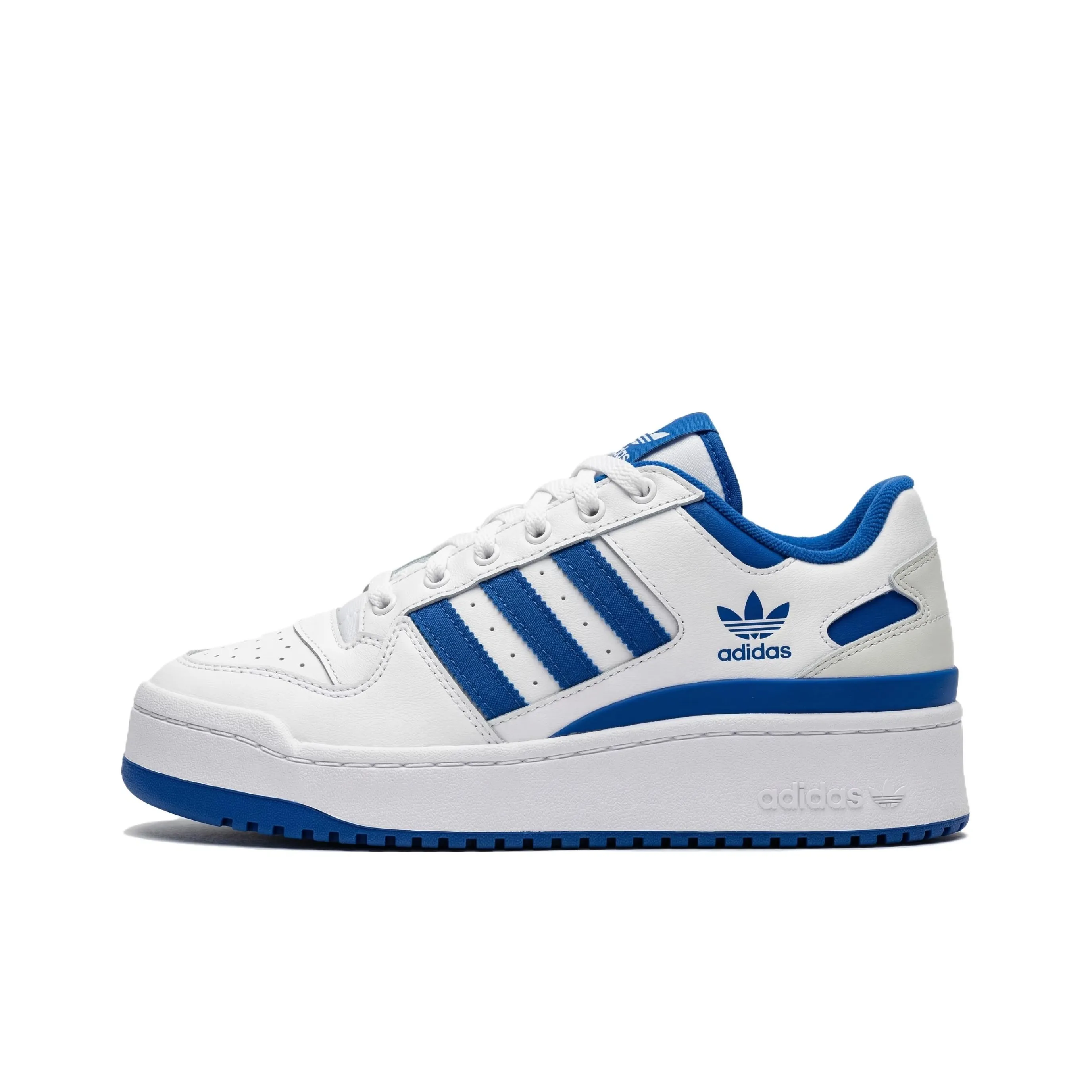 Adidas Originals FORUM BOLD STRIPES Смелые Полосы Кожа Низкие Кроссовки для Скейтбординга Женские Белые Синие