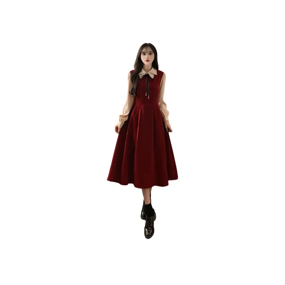 GULIANFEI Длинное платье с длинными рукавами для женщин