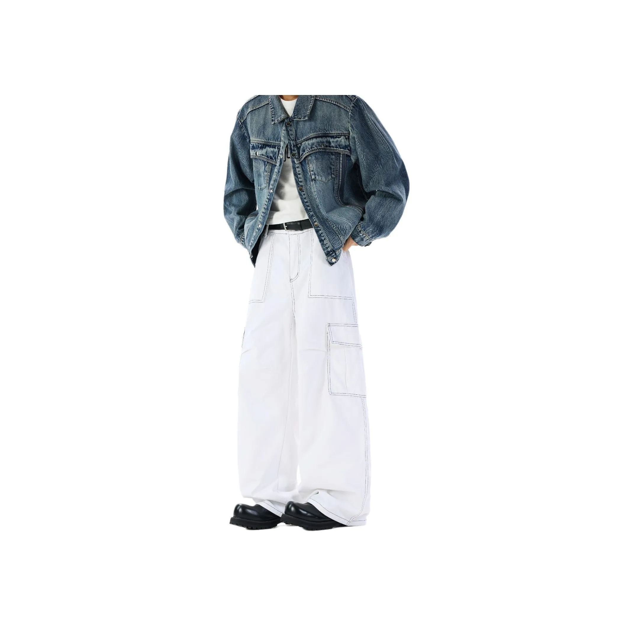 KAIZZGAO Белый Мужской Джинсы