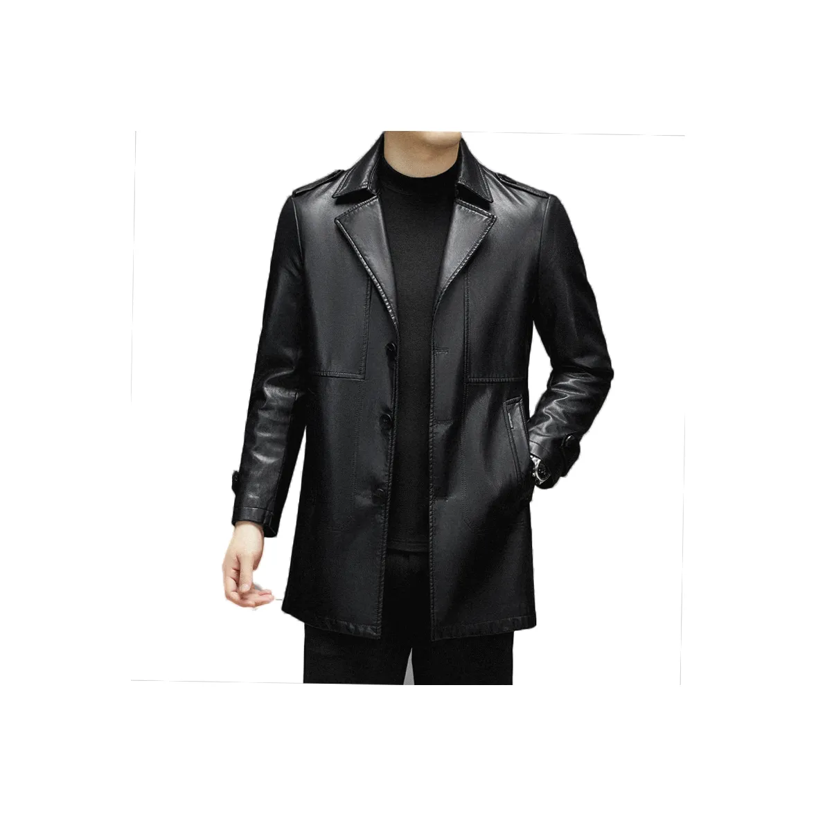 UZXJ ☆ Черный ☆ Бизнес Люксовый стиль Унисекс Кожаные куртки