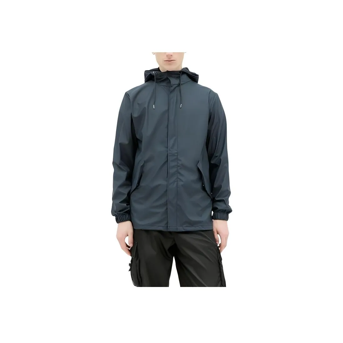 Rains Long Sleeved Drawstring Hooded Coat
