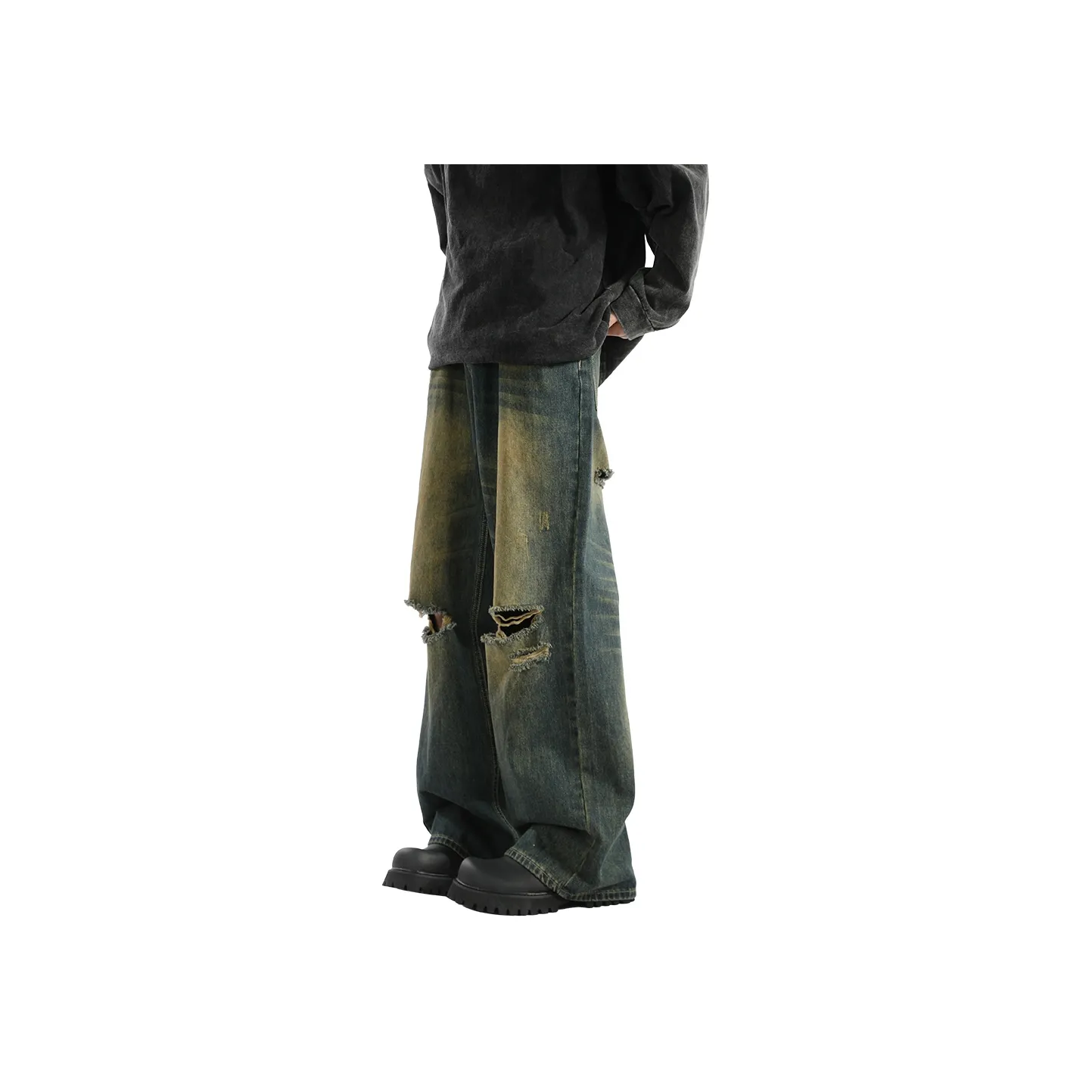 Qnxeey Джинсы Унисекс Винтаж Синий