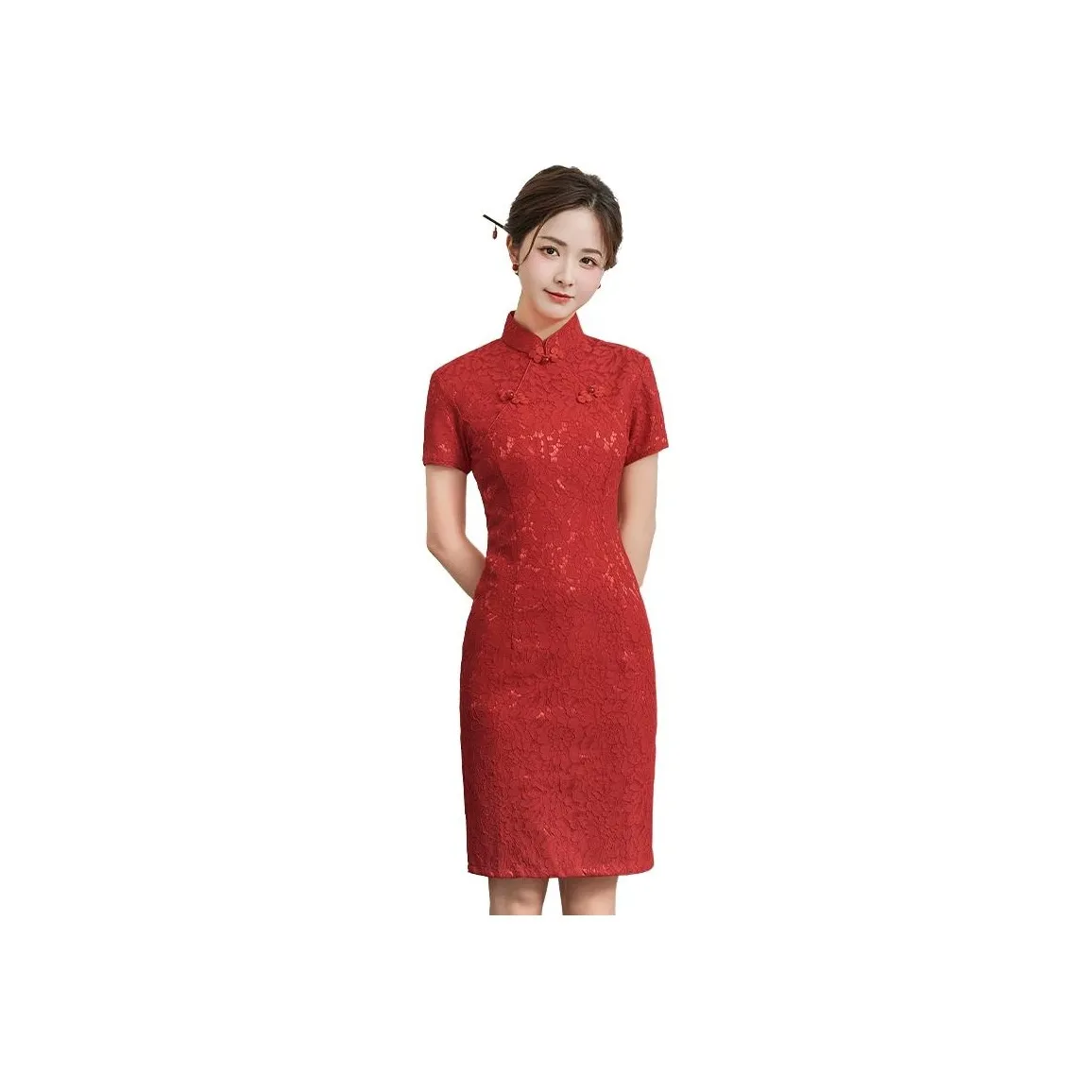 ENEESSI Spring Summer Cheongsam Women's Red