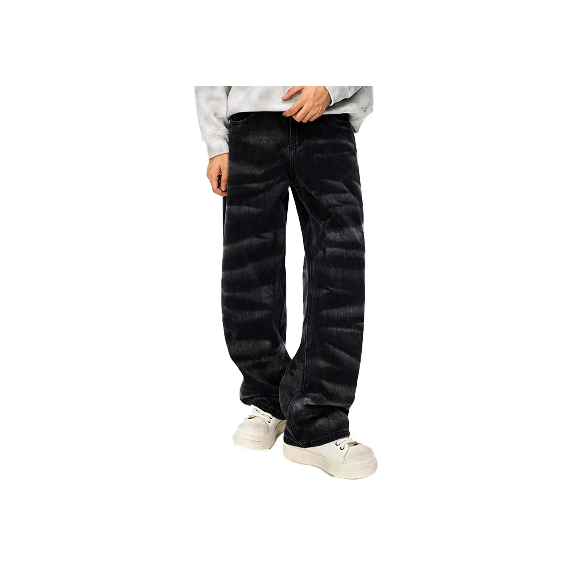 GTRG Jeans Unisex Black Zebra Print