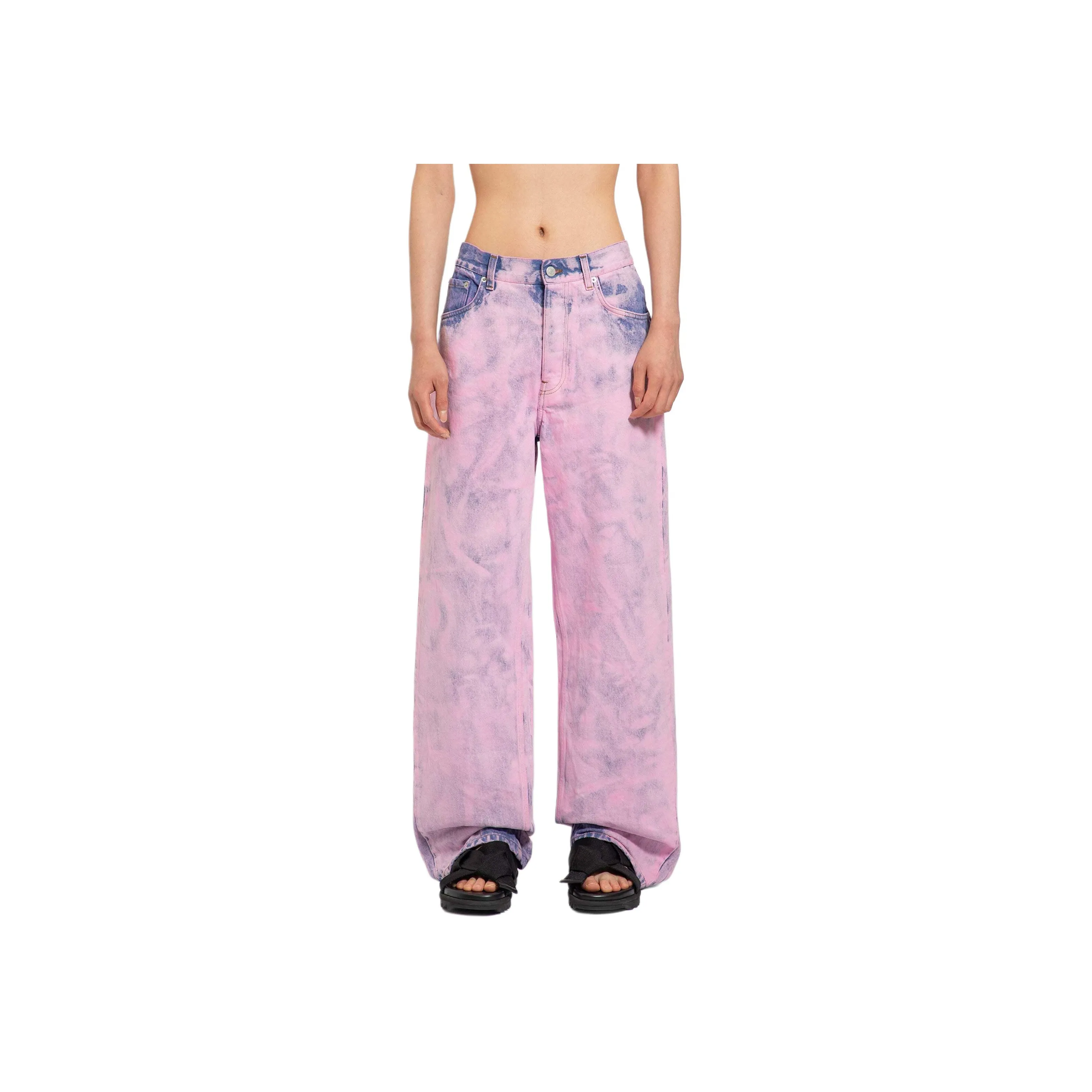DRIES VAN NOTEN Dyed Vintage Effect Wide Leg Jeans