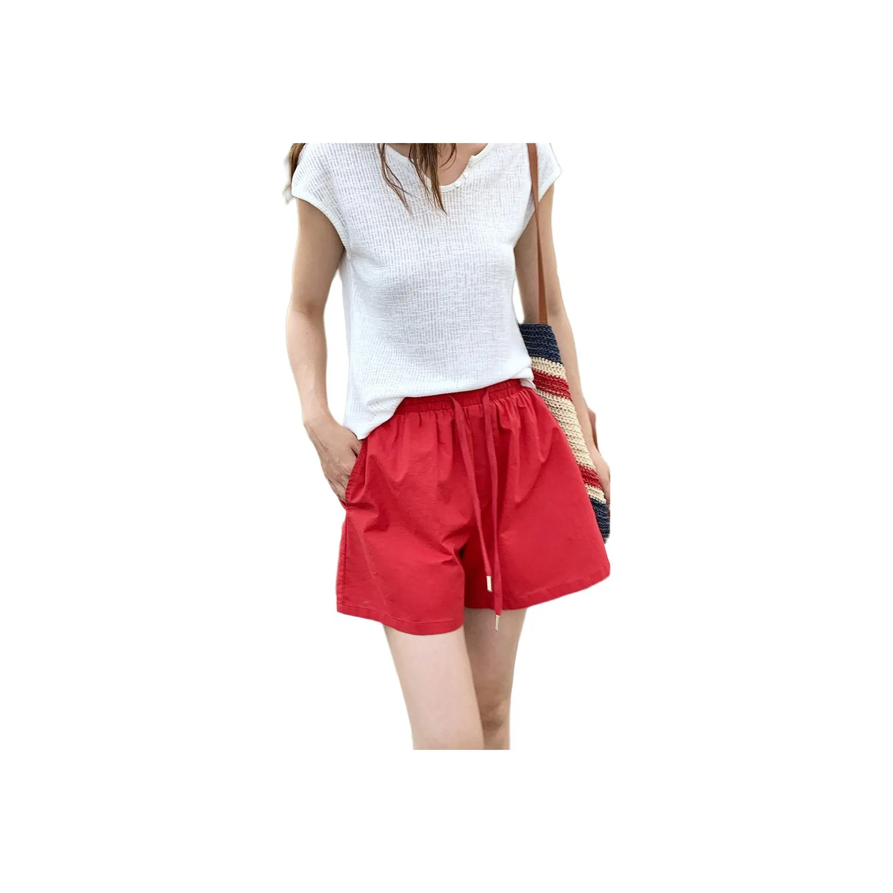 NANING 9 Red Women's Casual Shorts NANING 9 Красный Женские Повседневные Шорты