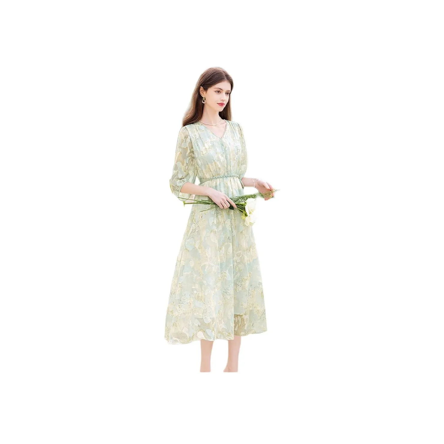 PLANE DRIFT Long Sleeved Dresses Women's Light Green
