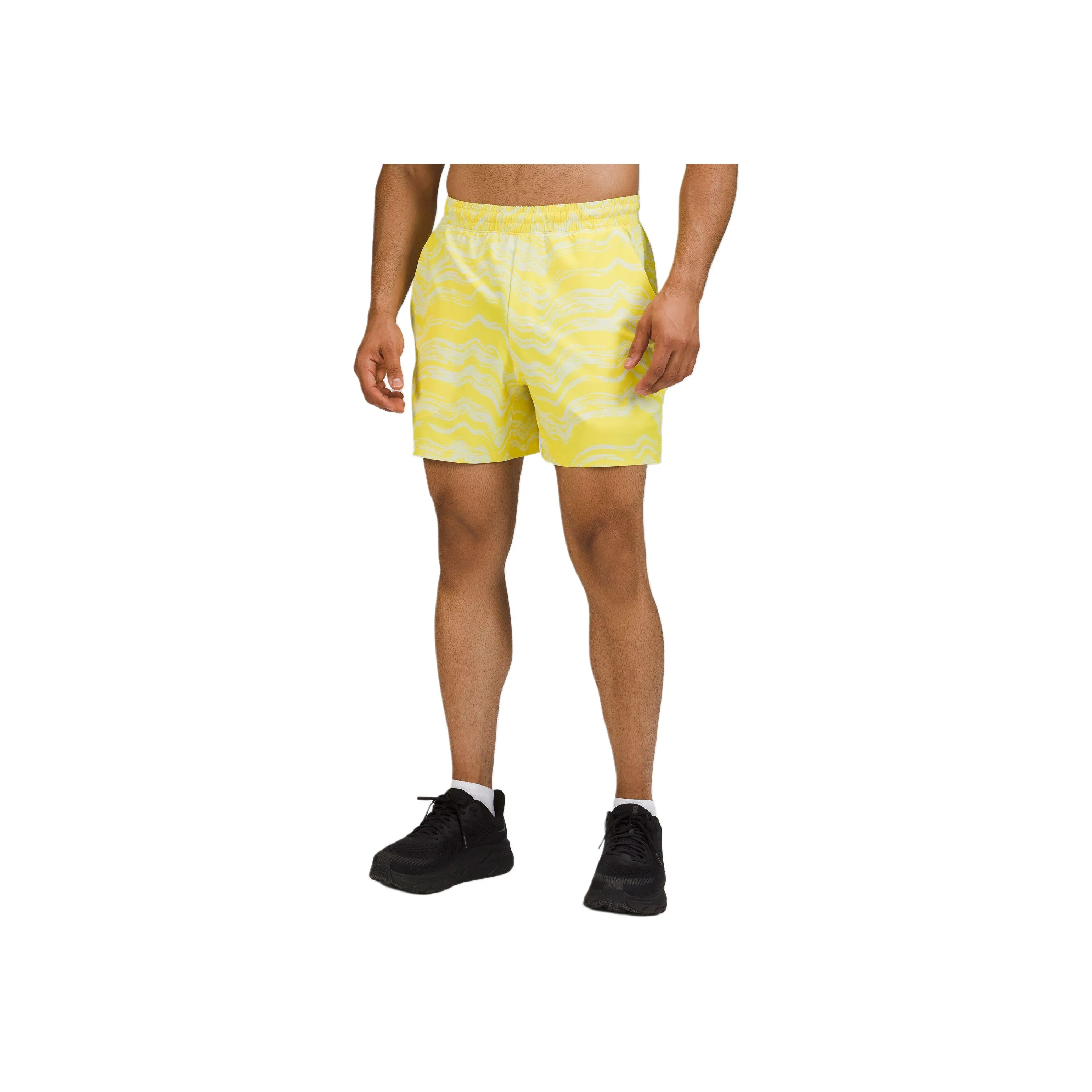 Lululemon Pace Breaker Casual Shorts 5' Men's Rhythm Dot Sound Wave Yellow Multicolor