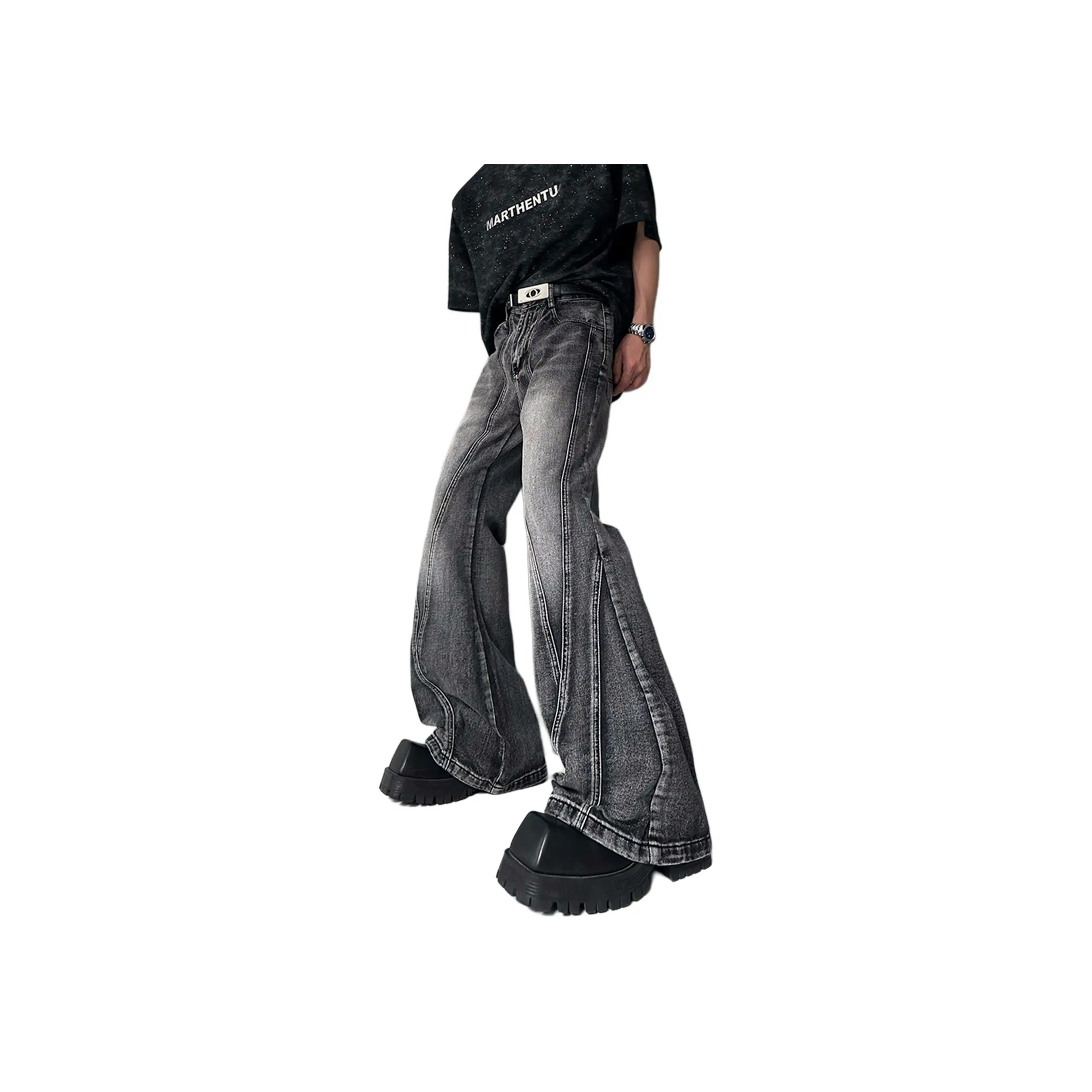 Pirkadat Черно-серый цвет унисекс джинсы