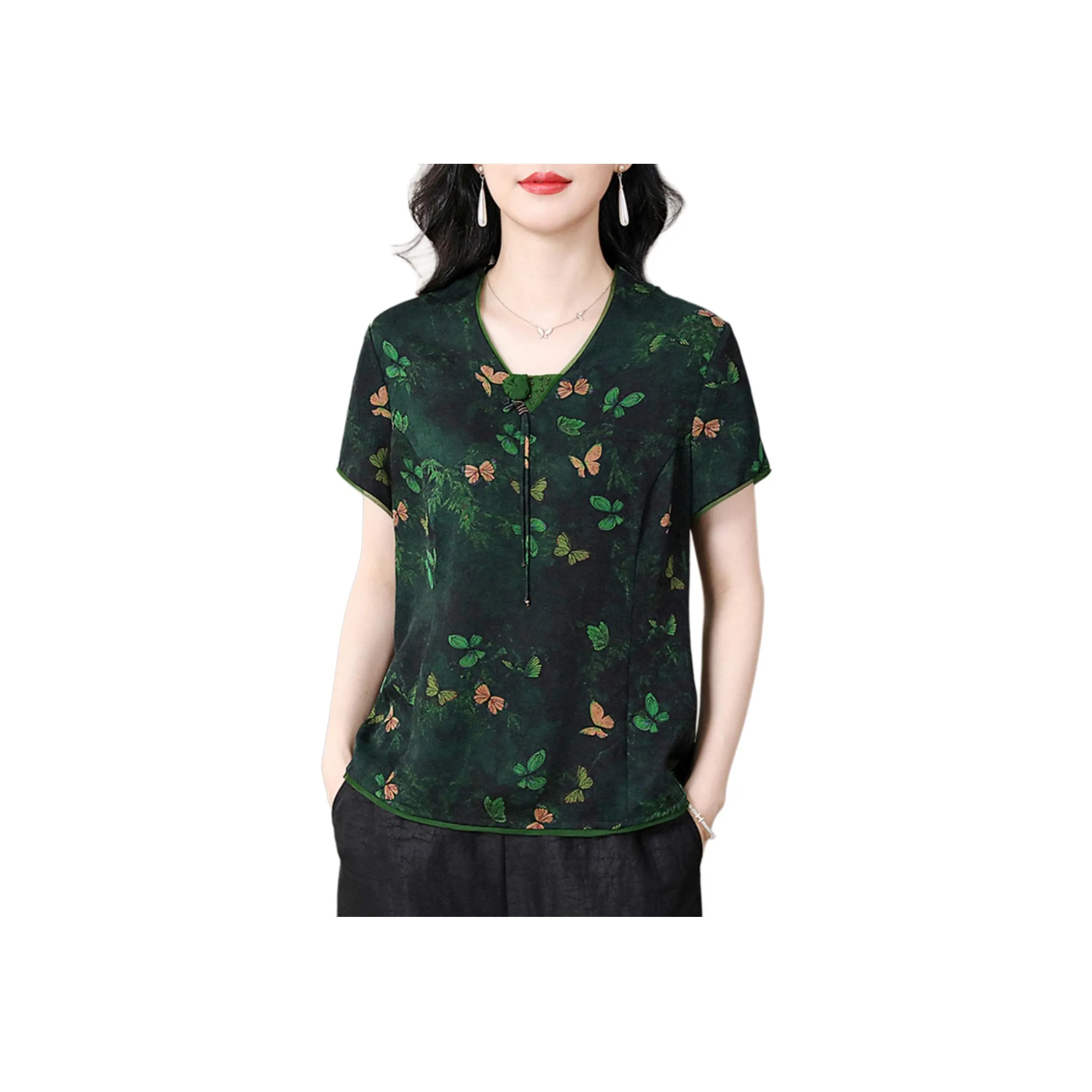 Yi Mengyuan Silk Shirt Women's Green