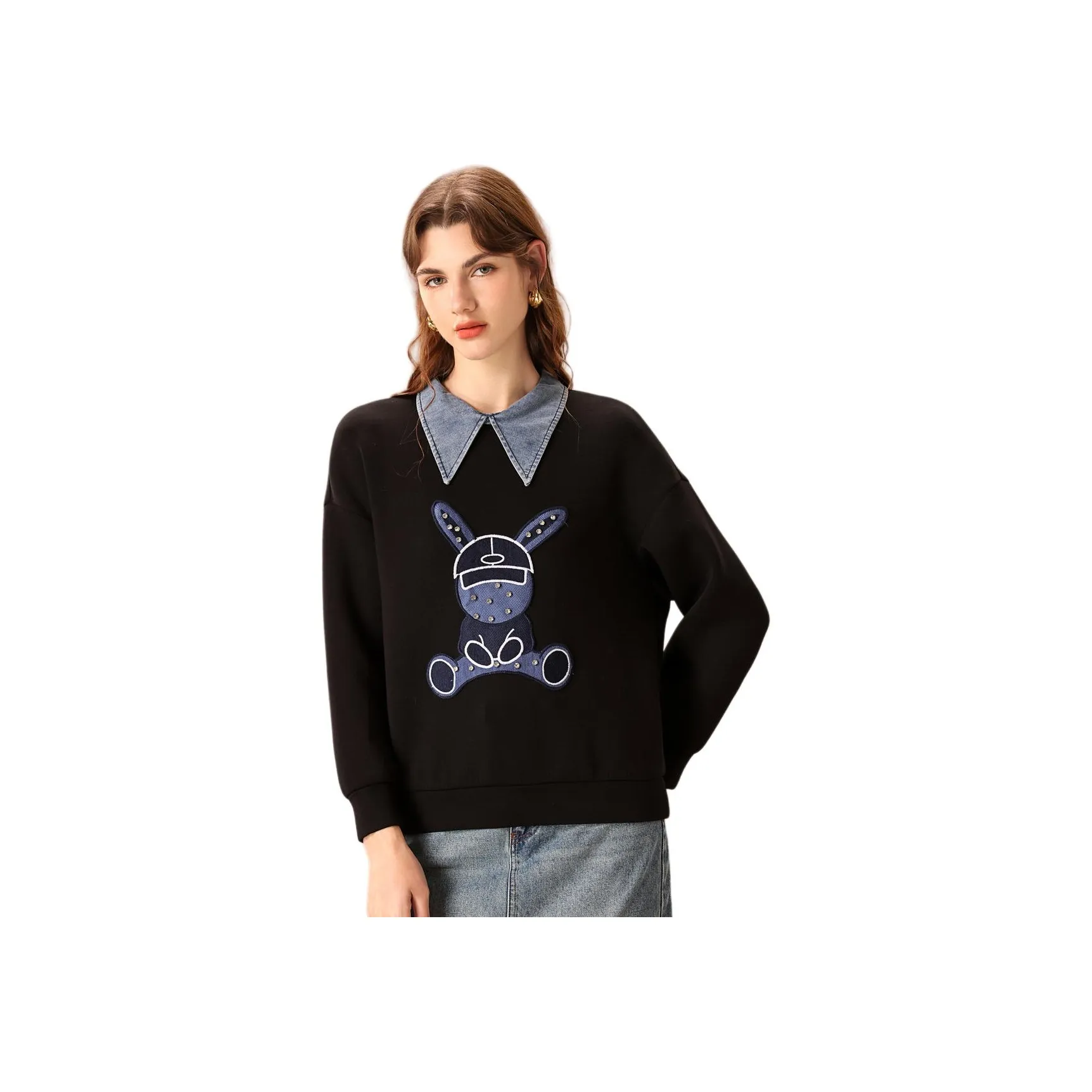 FENHONGMALI Свитшот Женский Черный