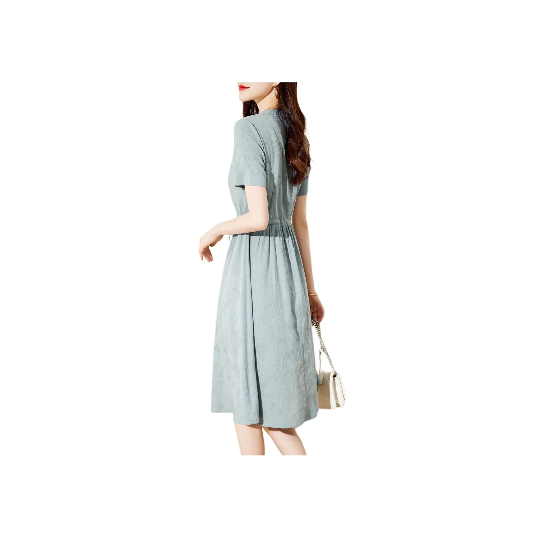 Mo Han Yi Mei Short Sleeved Dress Women's Blue