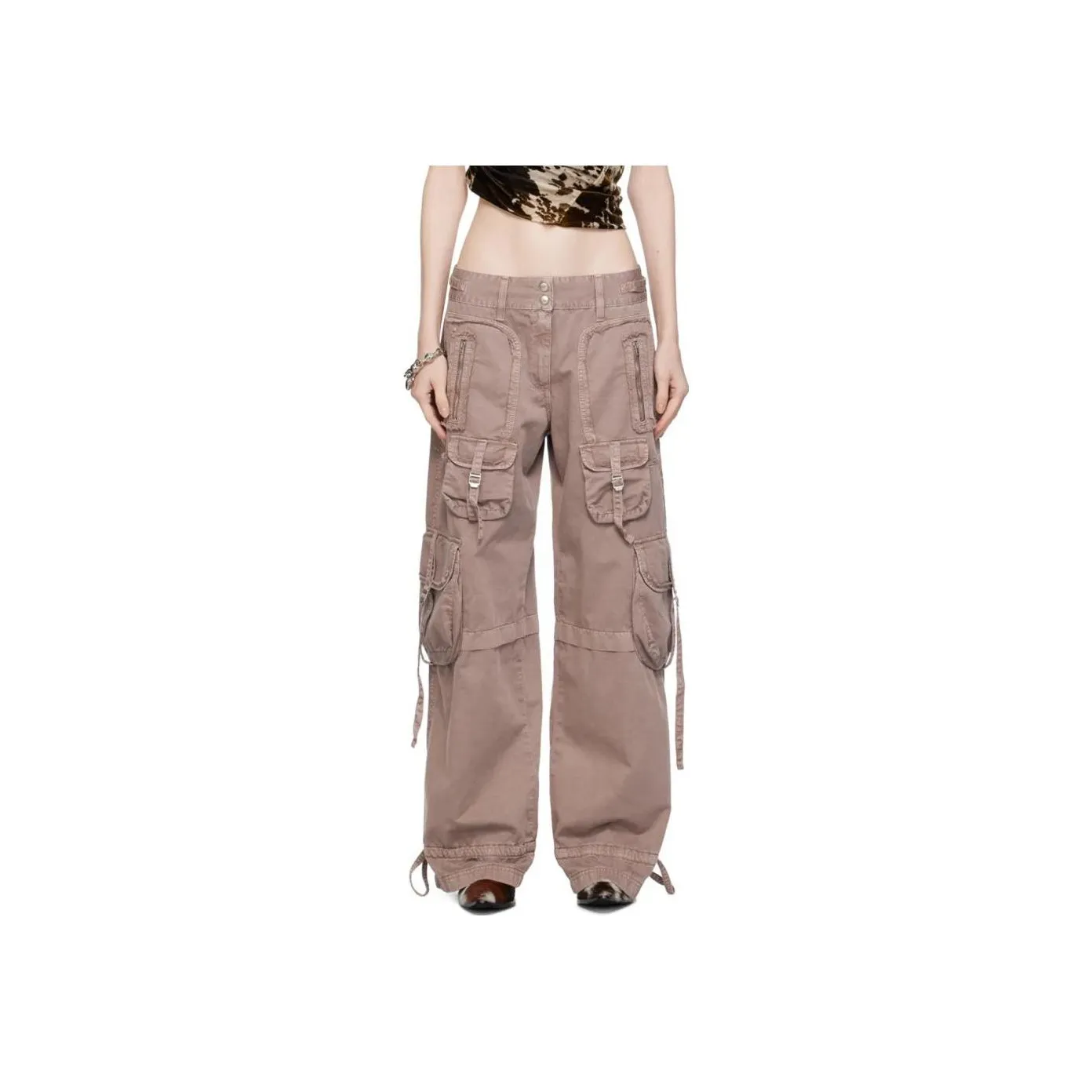 Acne Studios Low Rise Wide Leg Cargo Trousers