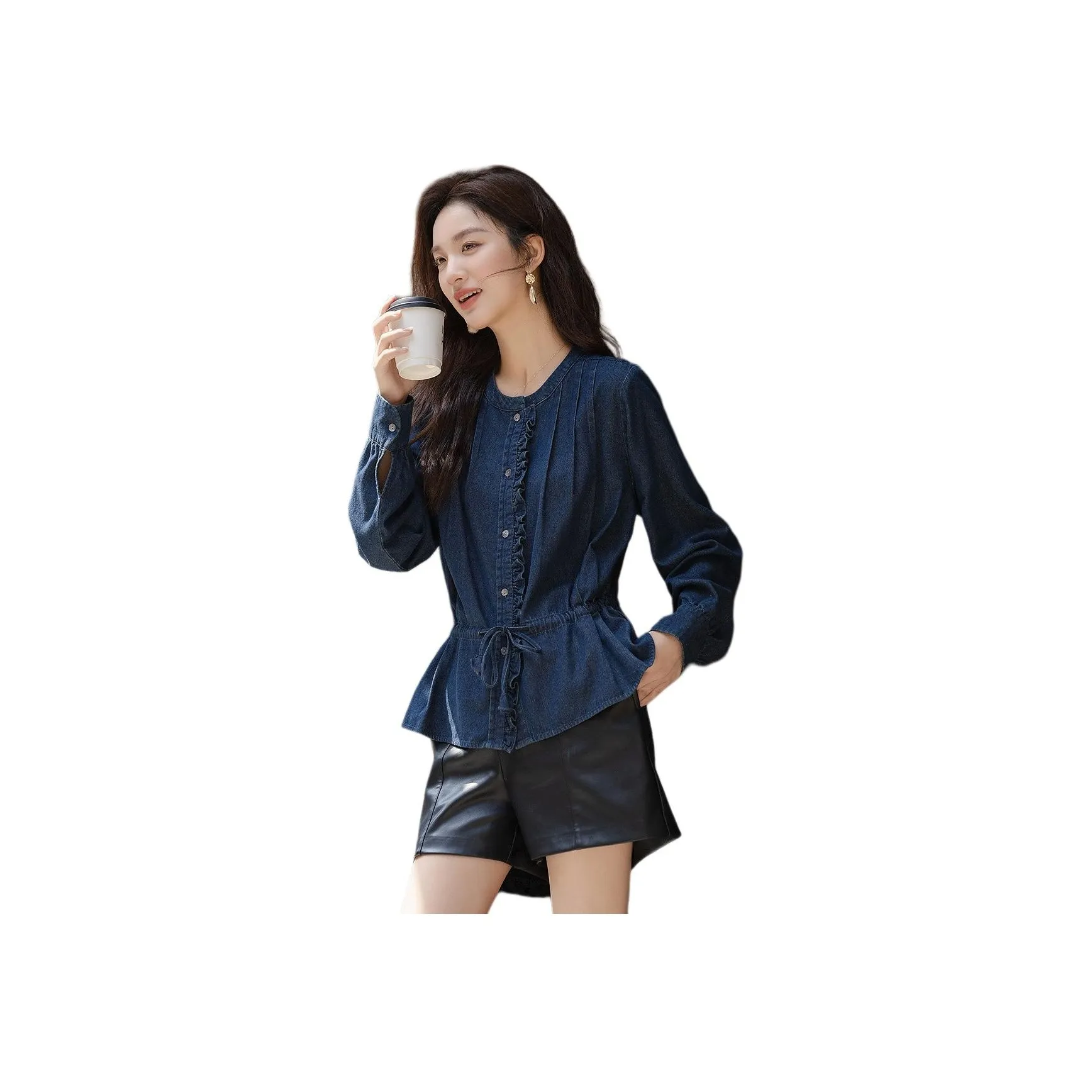 Dme Темно-синие джинсовые женские рубашки