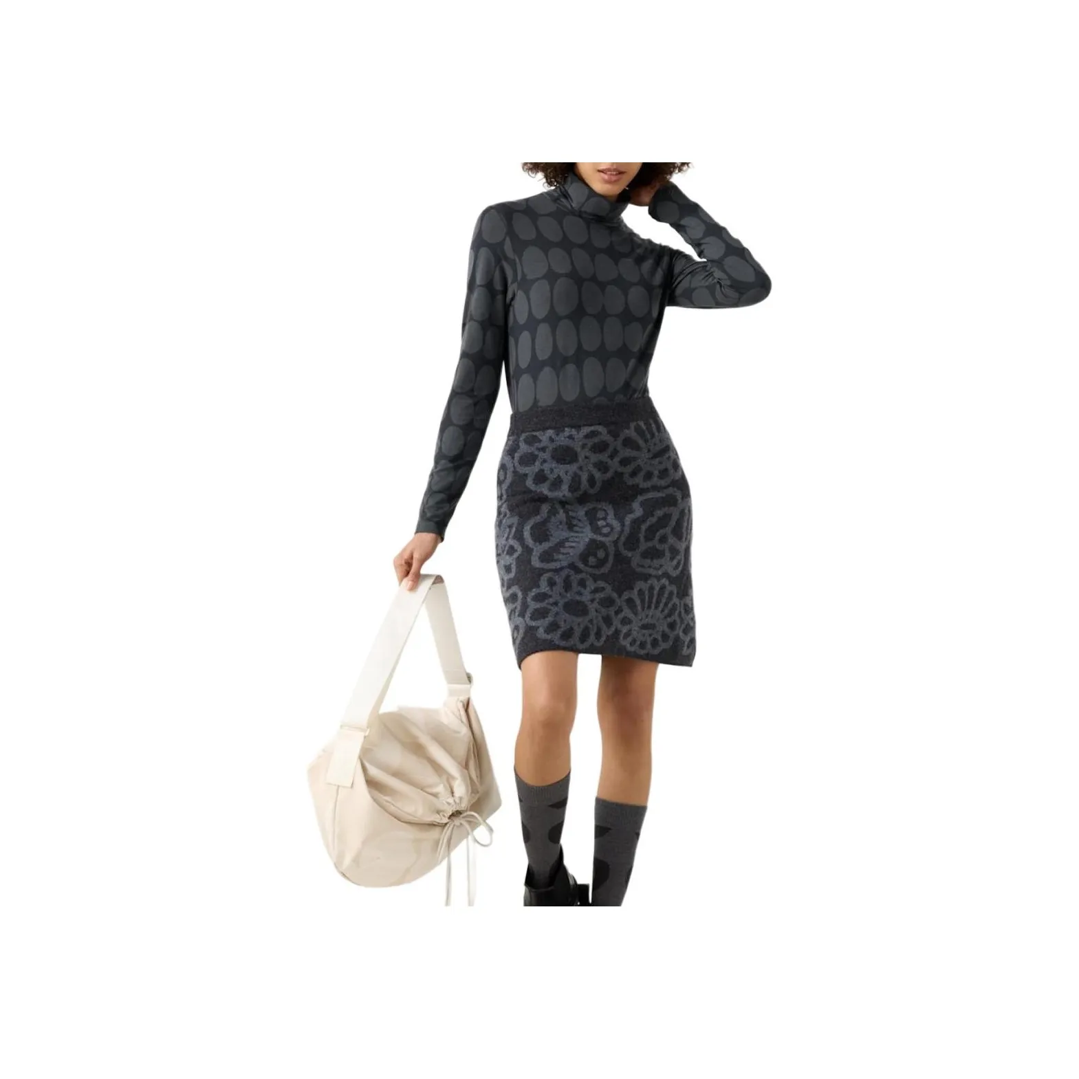 UNIQLO MARIMEKKO Co Бренд Темно-серый Женские Повседневные Короткие Юбки