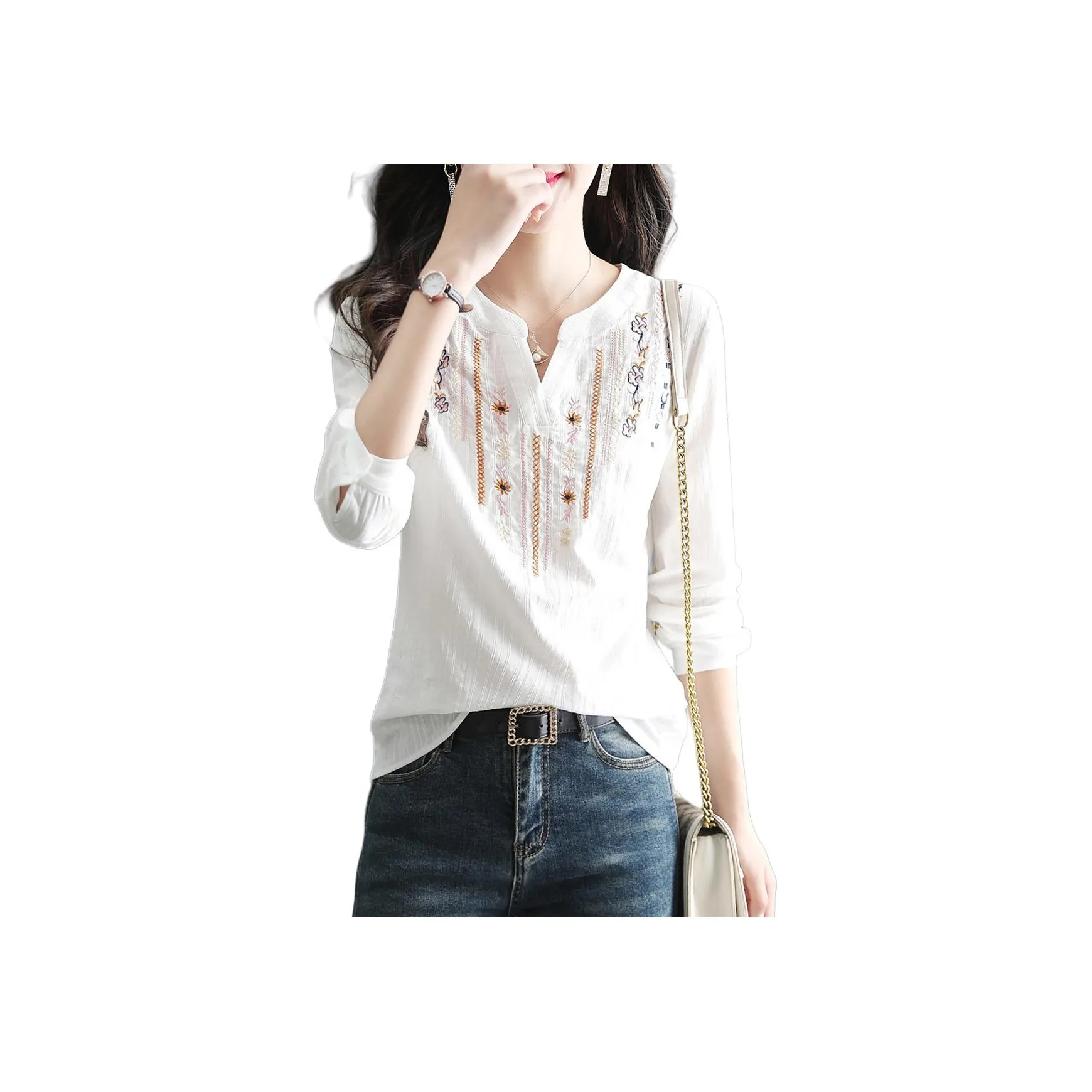 Mo Han Yi Mei Рубашка Женская Белая