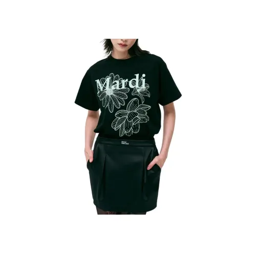 MARDI MERCREDI Three Flowers Collection Черный/Мята Женские Рубашки T