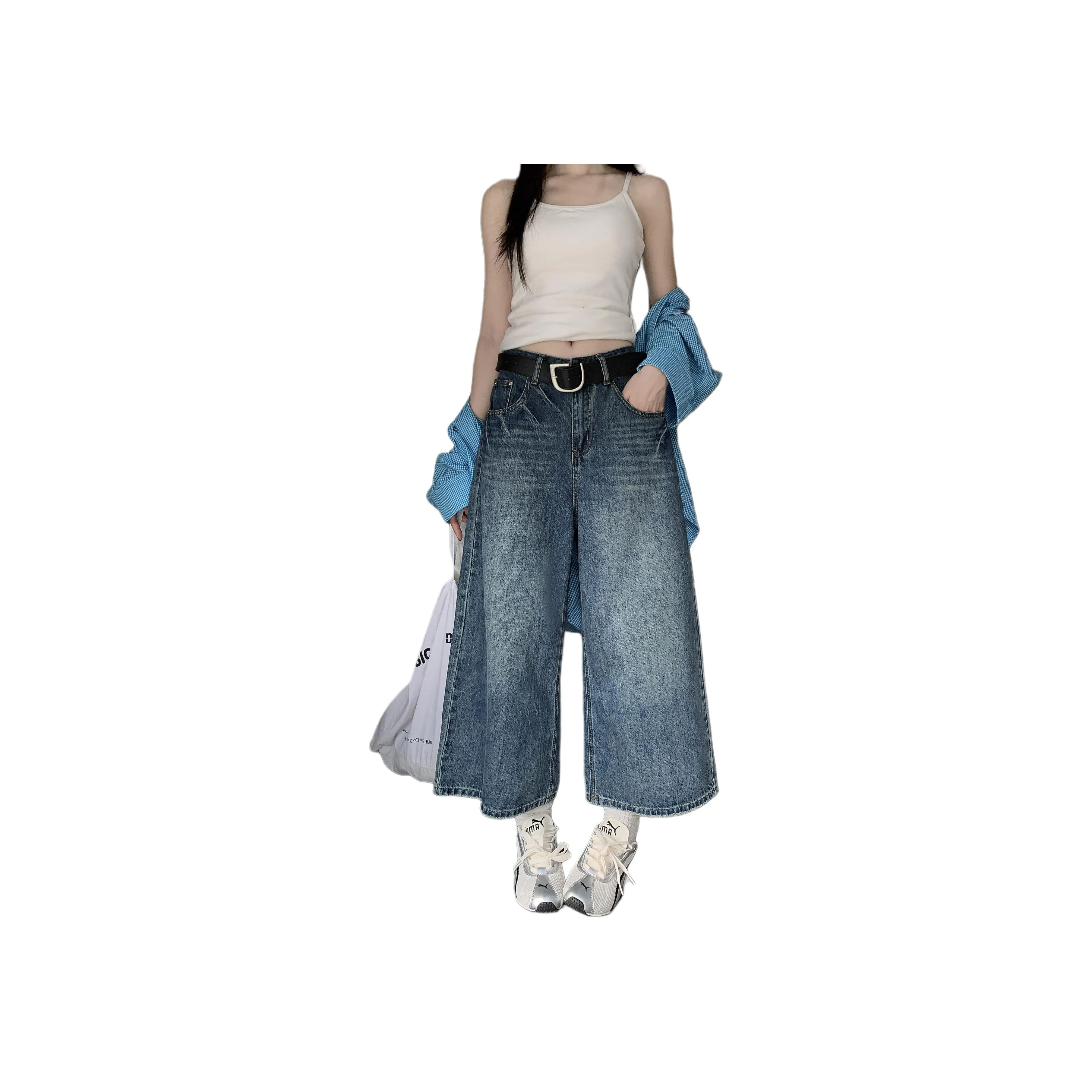 GORGEOUSIDEA Синие брюки женские джинсы