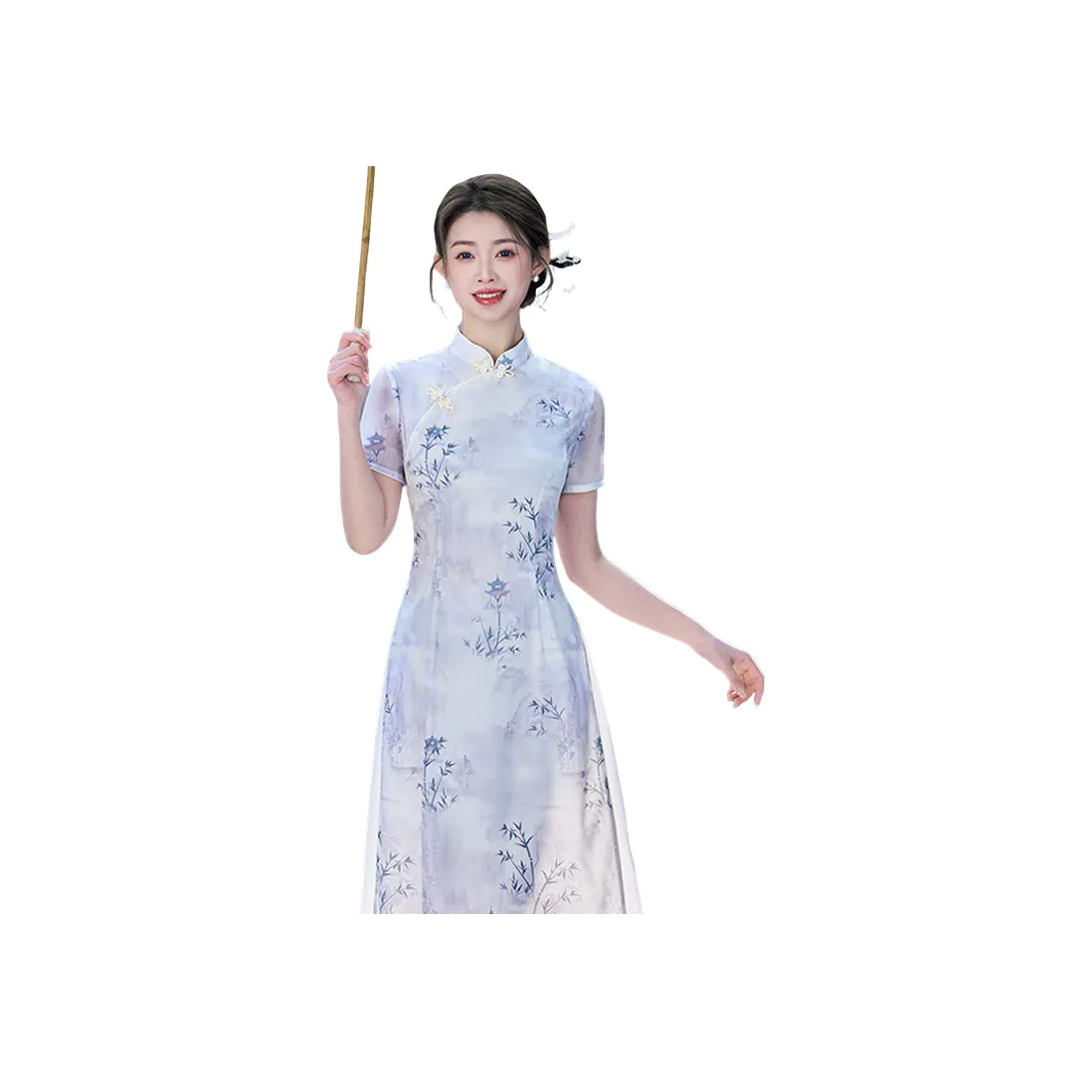ENEESSI Spring Summer Release Cheongsam Women's Light Purple Light Blue